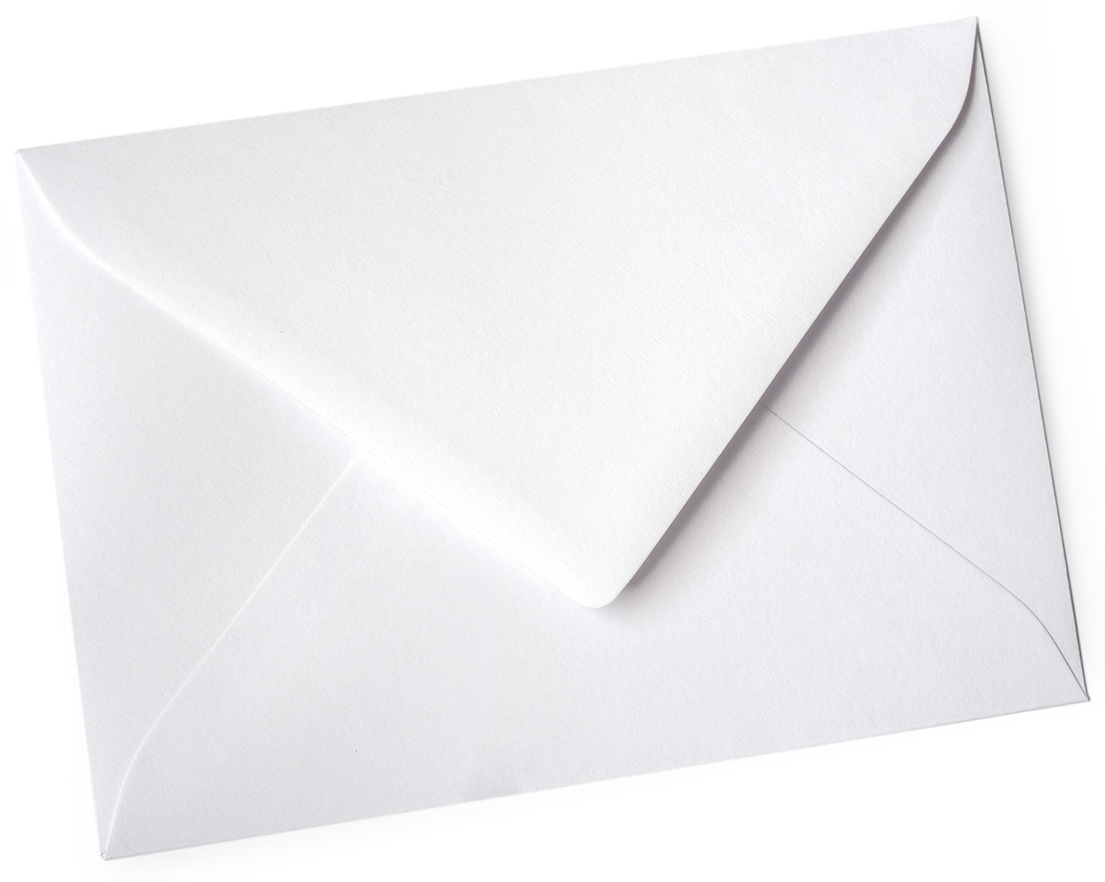 White closed envelope, angled view.