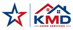 KMD Home Services logo with blue and red house icon and star graphic
