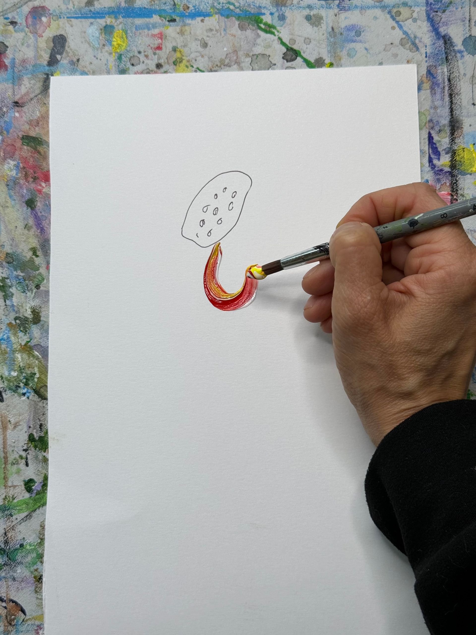 painting a flower petal