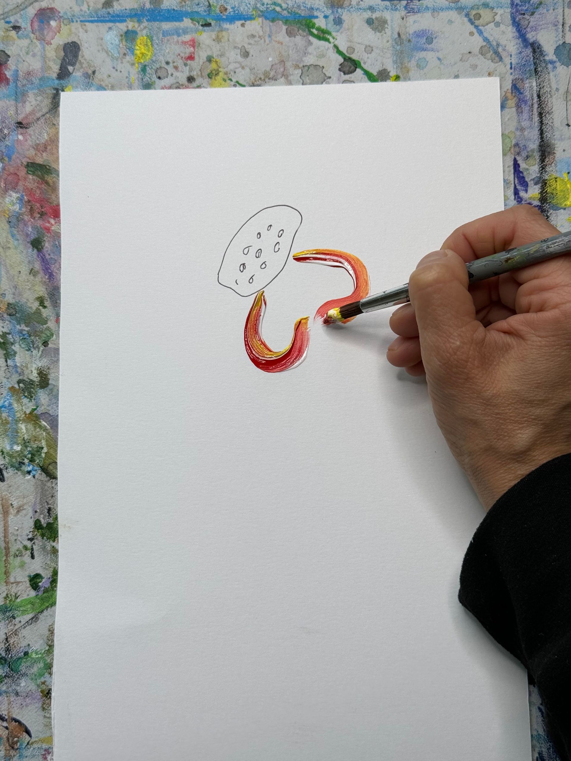 steps on painting a flower petal
