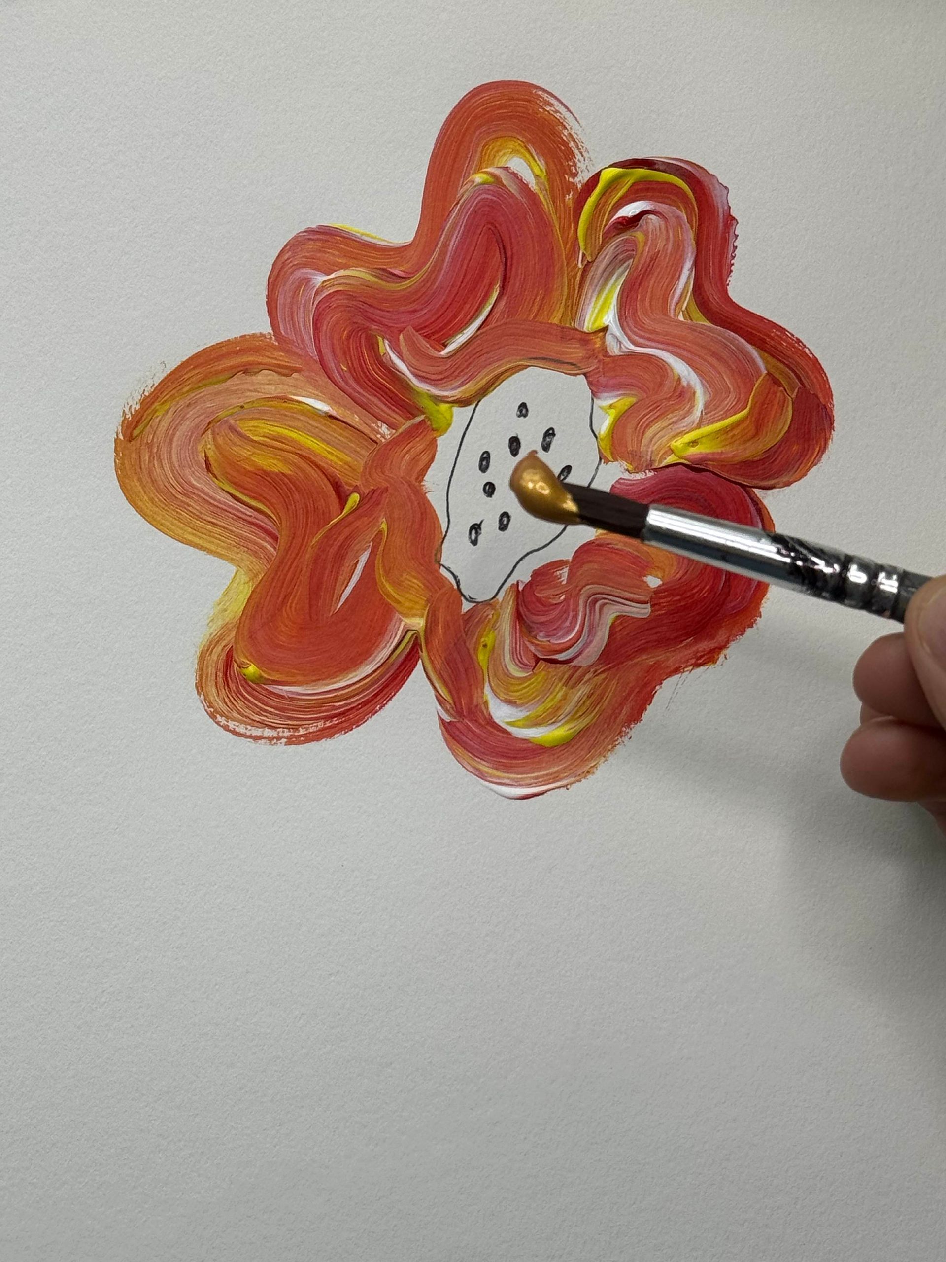 flower painting with brush