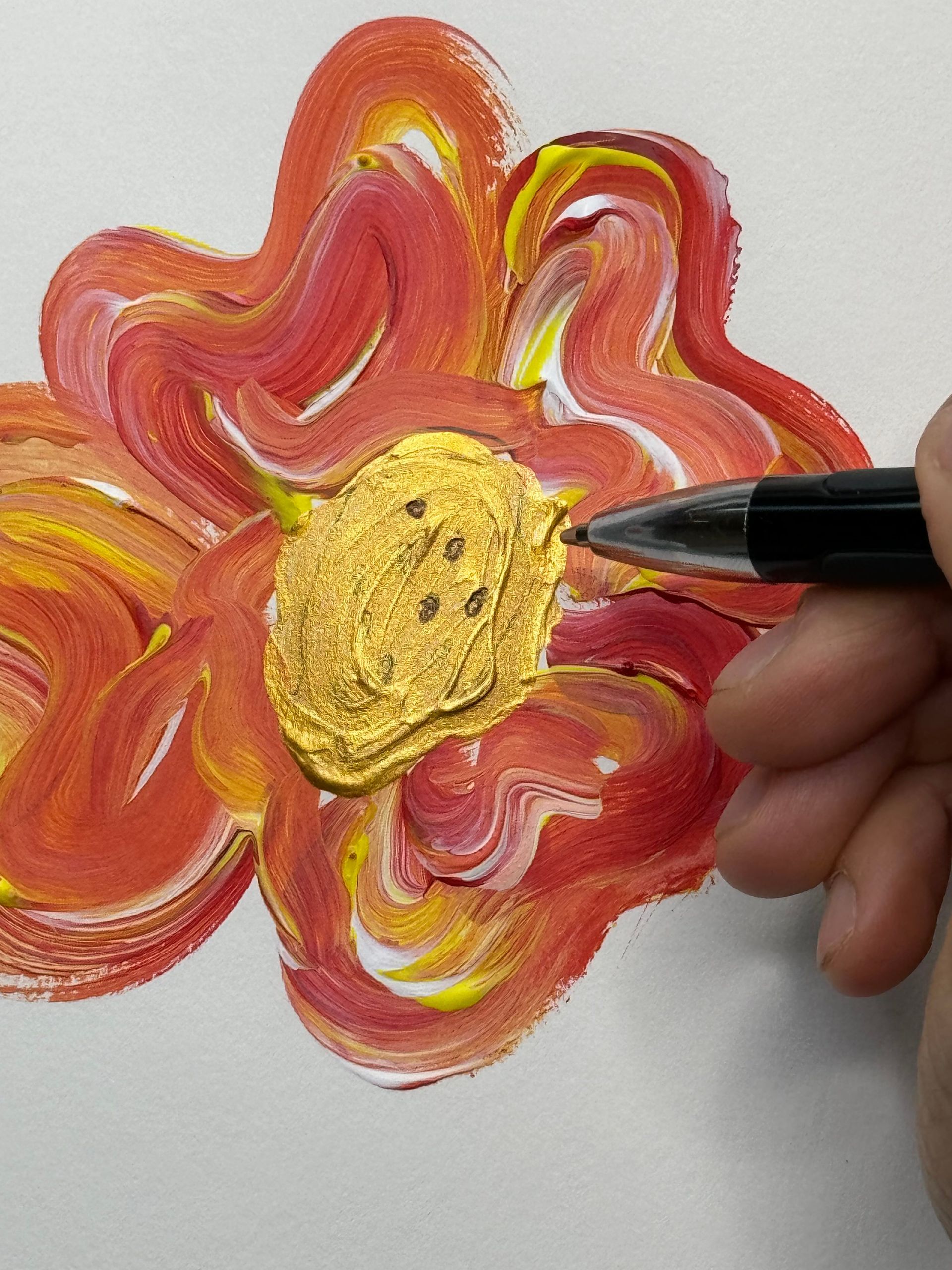 flower painting with pen