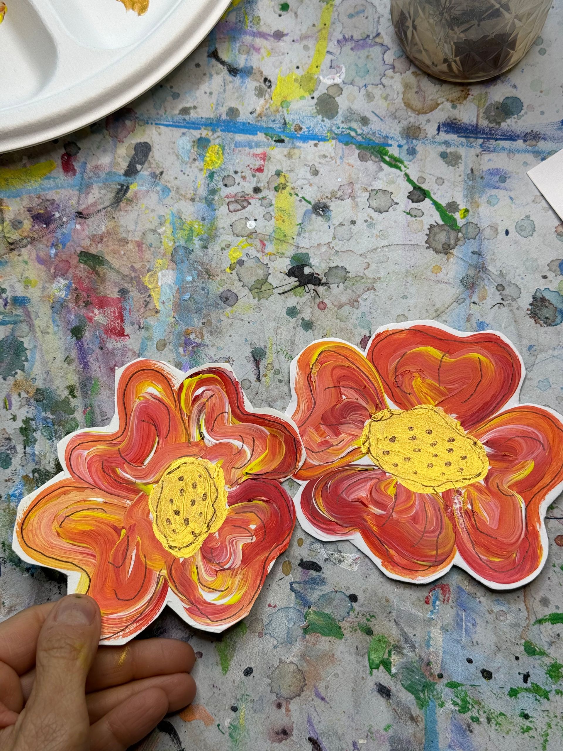 cut out flower painting
