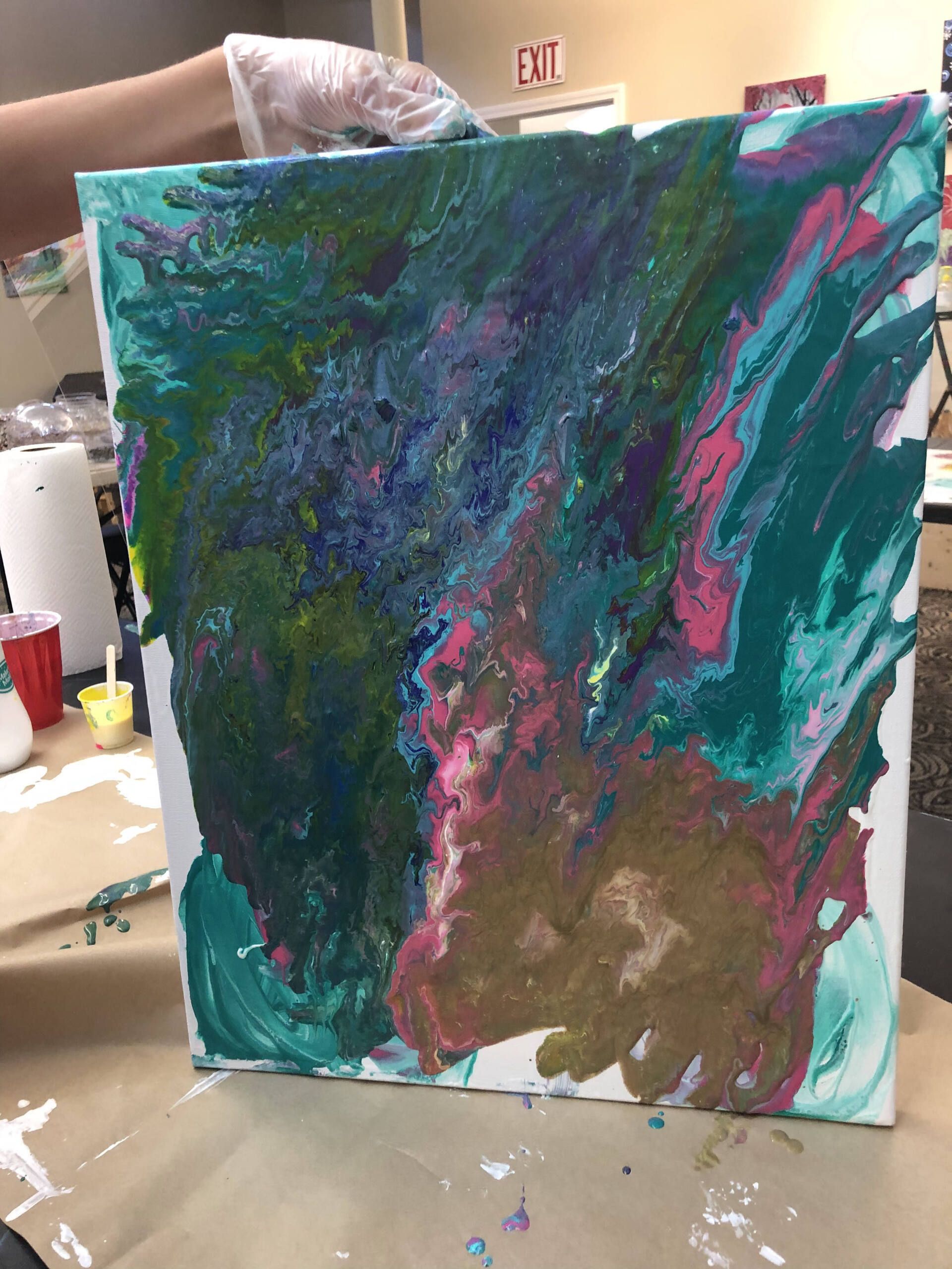 Poured paint painting