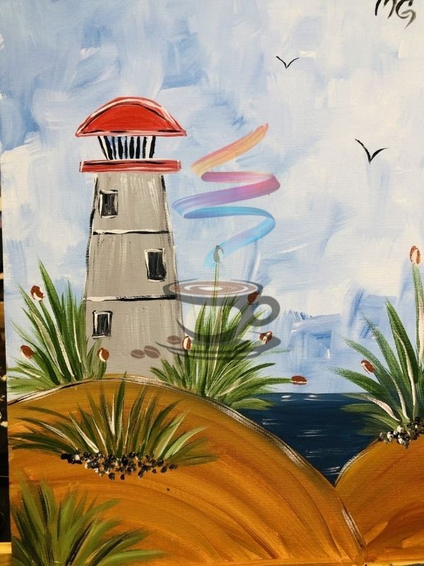 Beach Light House acrylic painting