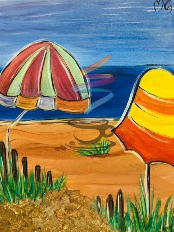 Beach Umbrellas acrylic painting