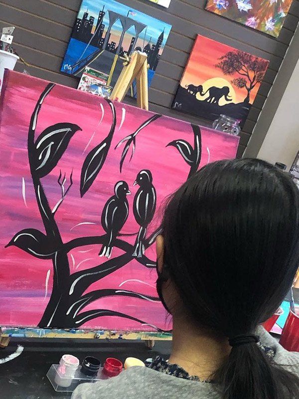 girl with painted canvas