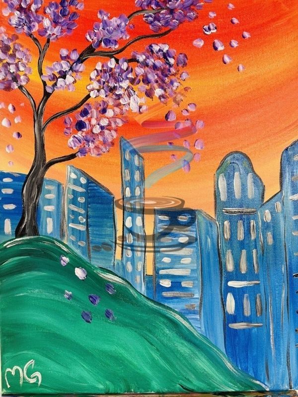 City Skyline acrylic painting