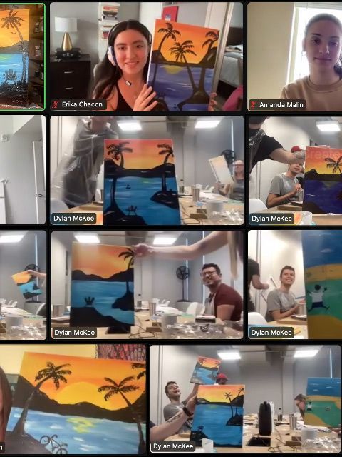 virtual group painting party screen