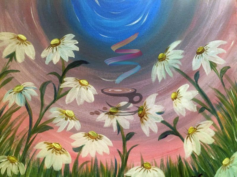 Field of Daisies acrylic painting