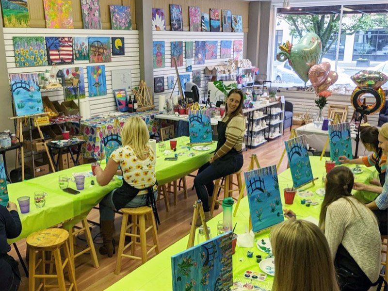 Group at paint and sip party