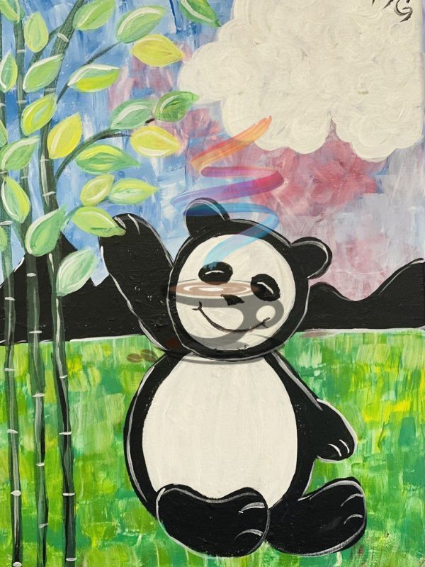 Goofy panda painting