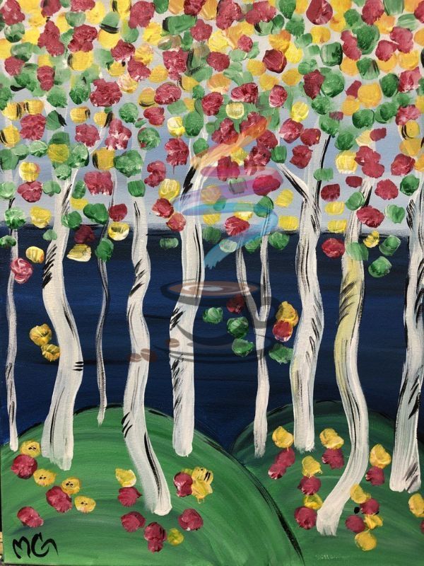 Gummy drop tree acrylic painting