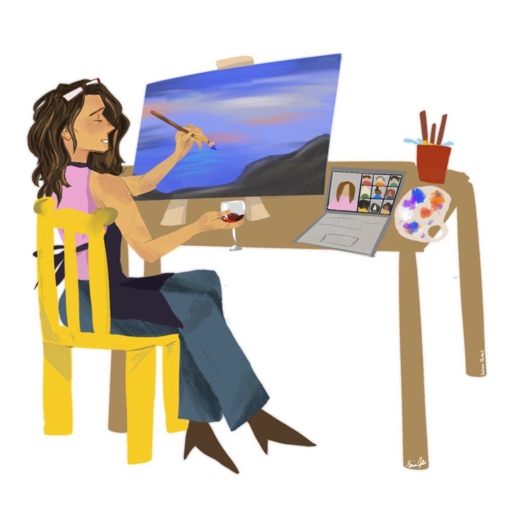 lady painting at home