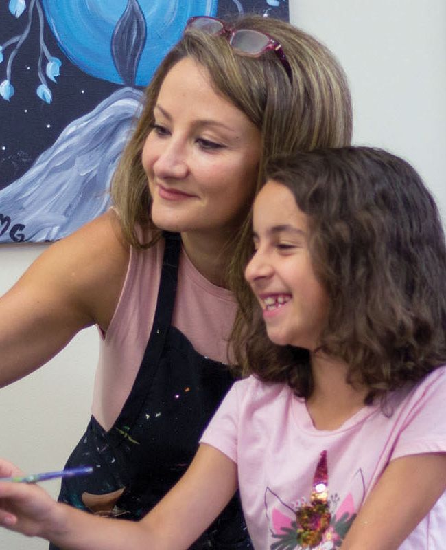 mother and daughter painting
