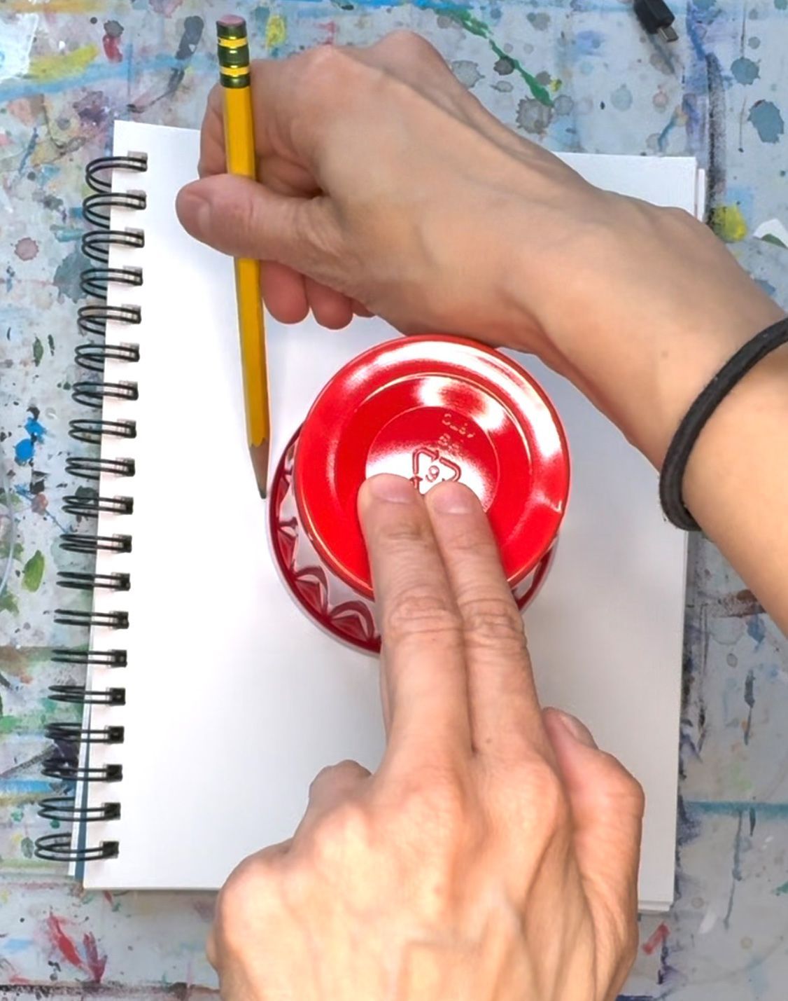 person stekching a picture