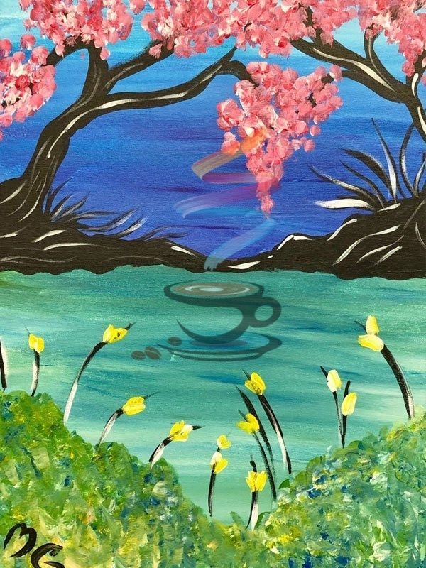 Mystic Lake acrylic painting