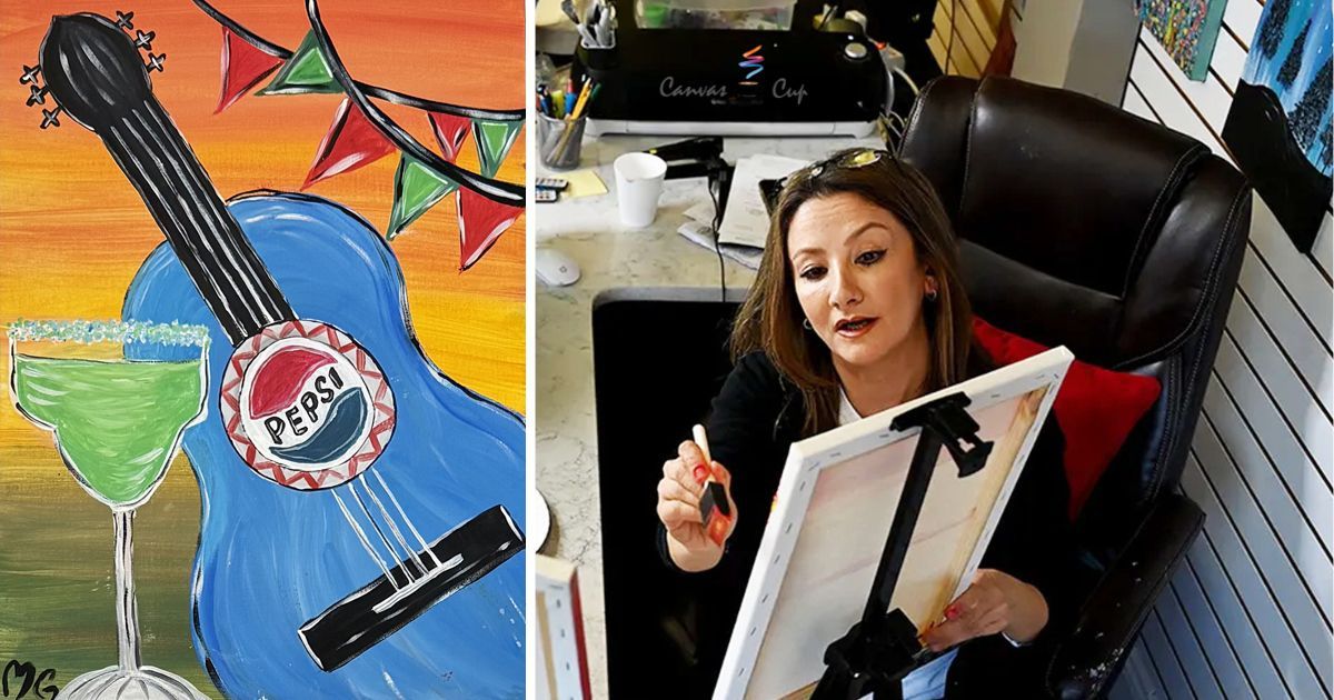 Mahsa painting with the Pepsi team