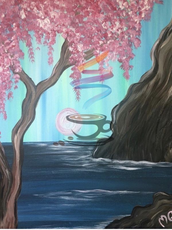 Pink Moon acrylic painting