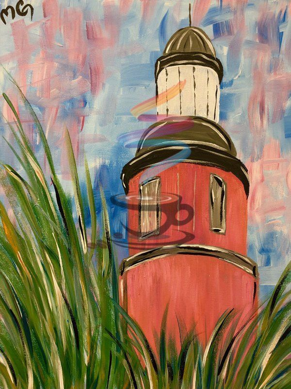 Summer Lighthouse acrylic painting