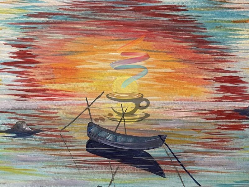 Sunset Sailing acrylic painting