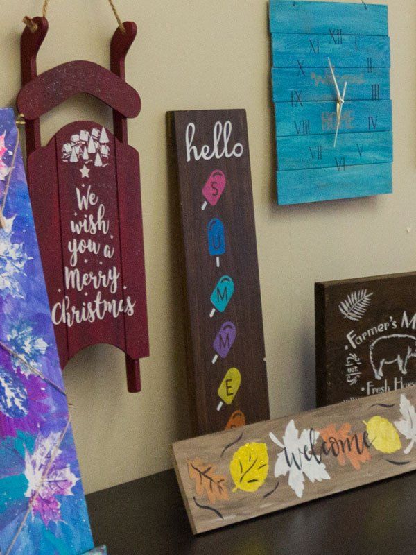 Painted wood signs