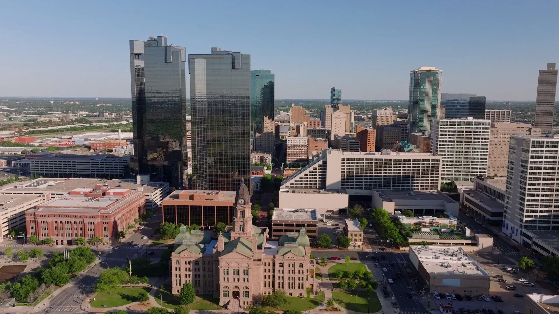 Arial view of downtown Fort Worth, TX