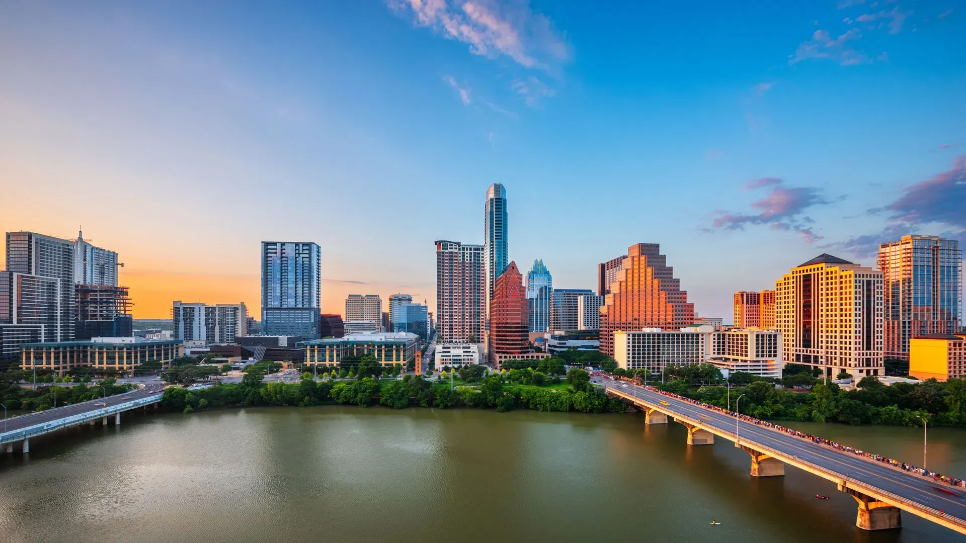 Arial view of downtown Austin, TX