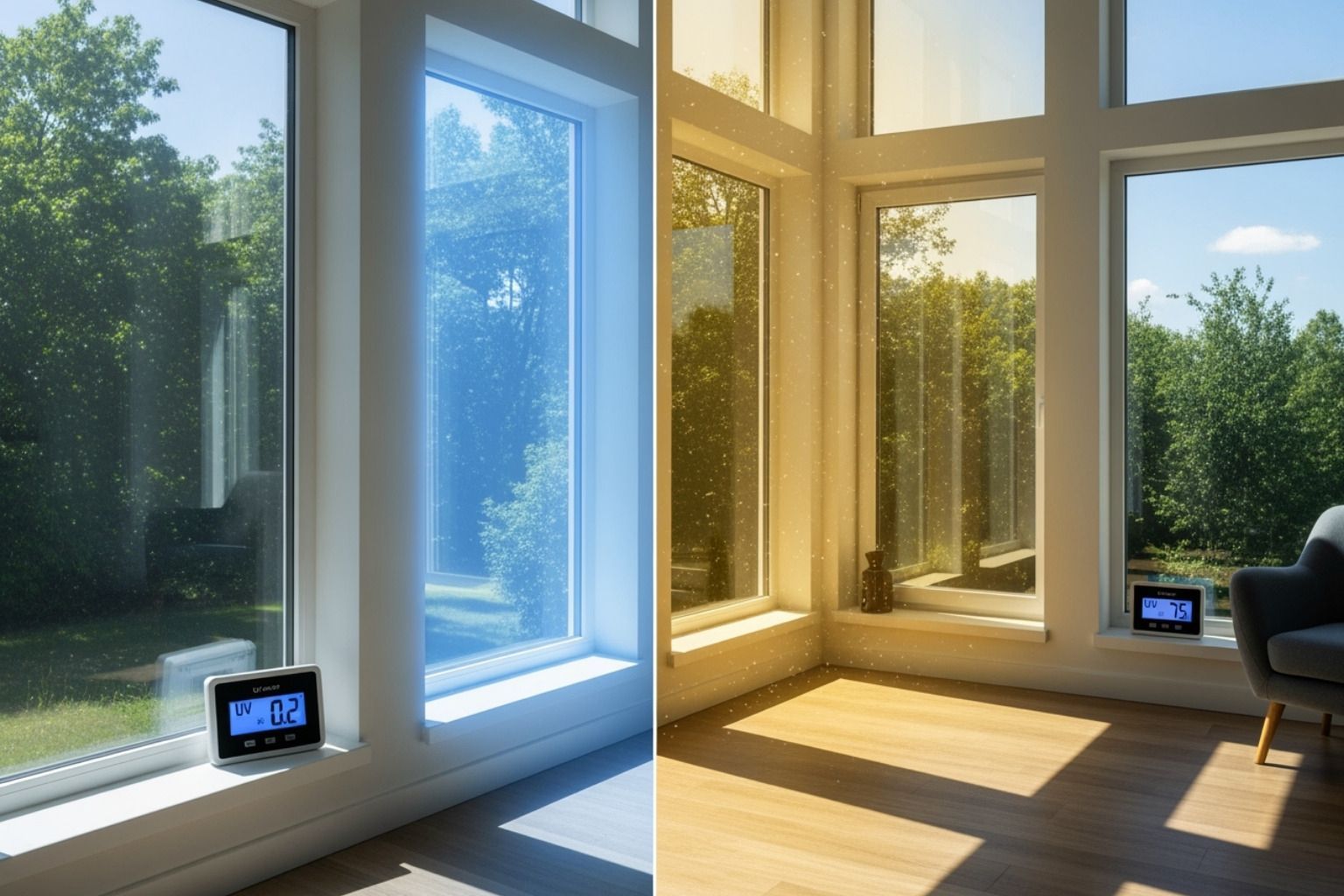 Professional installer applying film - UV protection windows Professional installer applying film - UV protection windows