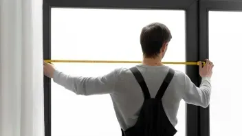 Person measuring the width of a window with a yellow tape measure
