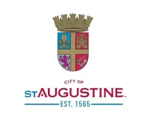 City of St. Augustine logo with a multicolored coat of arms and “Est. 1565” text.