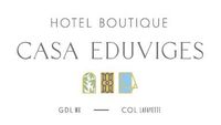 Logo for Casa Bosque Eduviges, with three stylized window icons below text.
