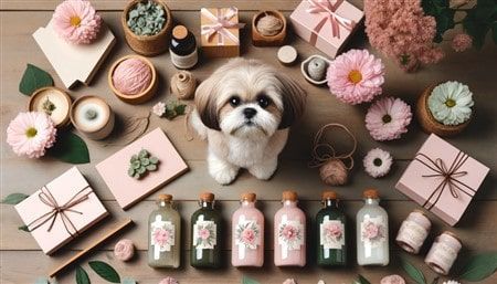 Cute Shih Tzu with Needed Items