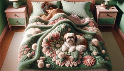 shih Tzu owner with cold, illustrated