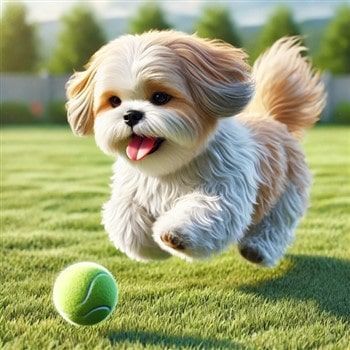 Shih Tzu Happy Chasing Ball