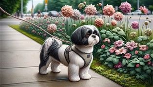 Shih Tzu being walked