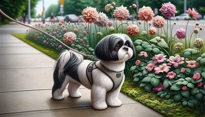 Shih Tzu being walked