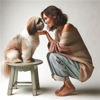 Shih Tzu bonding with owner
