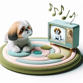Shih Tzu dog watching TV alone