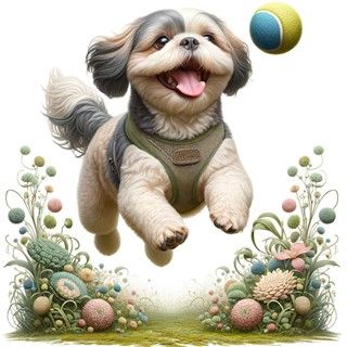 Shih Tzu playing fetch