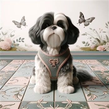 Shih Tzu with Pretty Harness Vest 