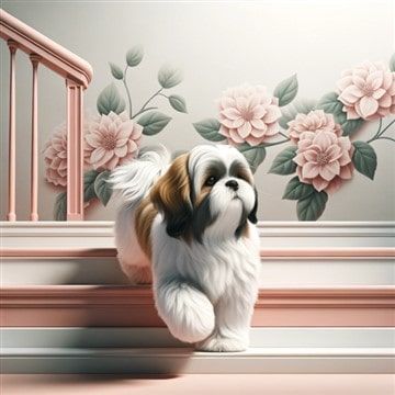 Shih Tzu with Strong Bones Walking Up Stairs