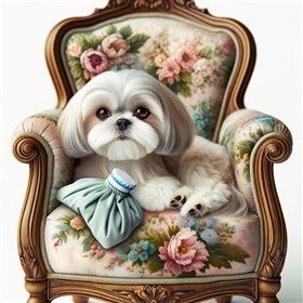 Shih Tzu with ice pack, illustration