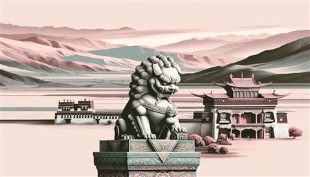 Temple Foo Dog Statue in Tibet - Shih Tzu Origin