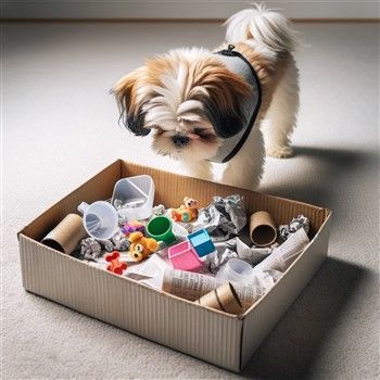 Shih Tzu playing treasure box game