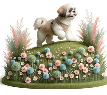 healthy Shih Tzu walking up hill 