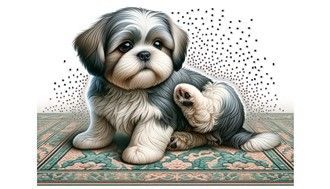 A Shih Tzu with Fleas - Illustrated image