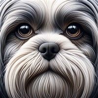 Close up of Shih Tzu's eyes, illustrated