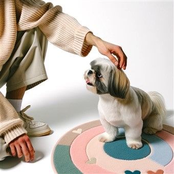 petting shih tzu on head