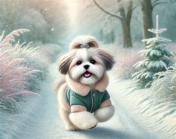 shih tzu in wintertime
